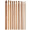 15 Pieces Wooden Bamboo Crochet Hooks Set Handcrafted Knitting Needles Weave Yarn Craft, 3 to 25 mm in Diameters